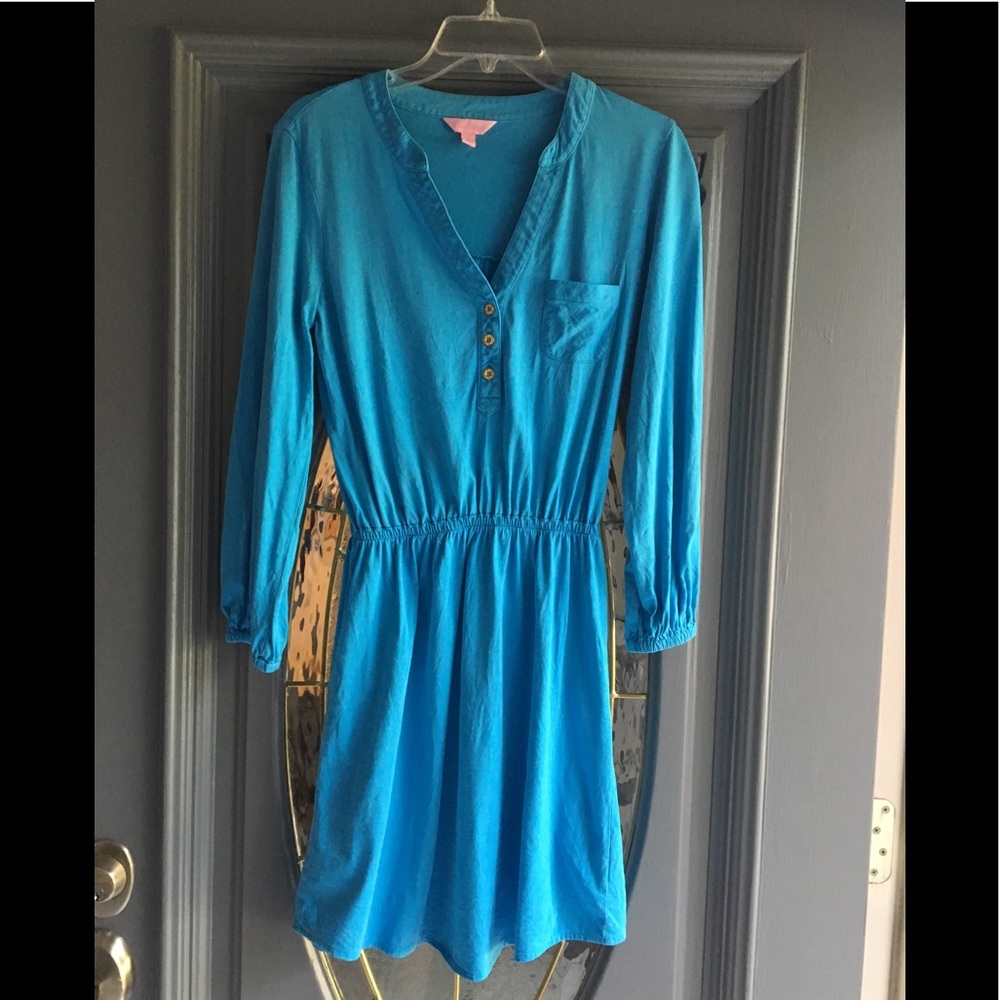 👗LILY PULITZER Aqua Blue knit dress,Small